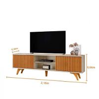 Rack Para Tv 75 Ripado 2 Portas Valencia Com Pés Madeira Off White - Naturalle