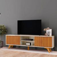 Rack Para Tv 75 Ripado 2 Portas Valencia Com Pés Madeira Off White - Naturalle - 5