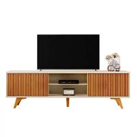 Rack Para Tv 75 Ripado 2 Portas Valencia Com Pés Madeira Off White - Naturalle - 6