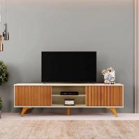 Rack Para Tv 75 Ripado 2 Portas Valencia Com Pés Madeira Off White - Naturalle - 7