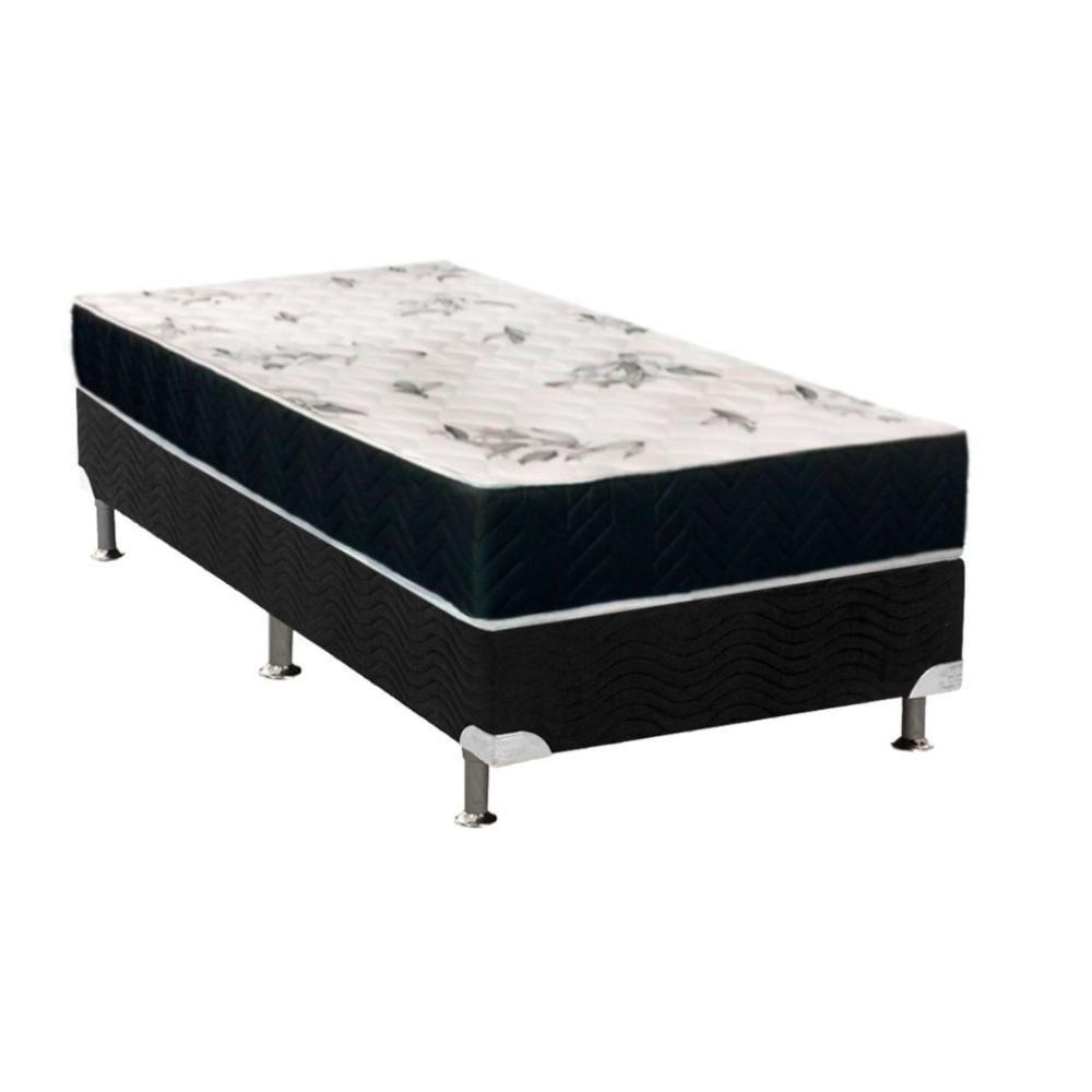 Cama Box Solteiro: Colchão Espuma Orthoflex D28 Nápoles + Base CRC Suede Black(88x188) - 1