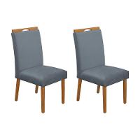 Kit 2 Cadeiras De Jantar Madeira Maciça Cerejeira Premium Heloísa Veludo Cinza - Cor: Cinza - 1