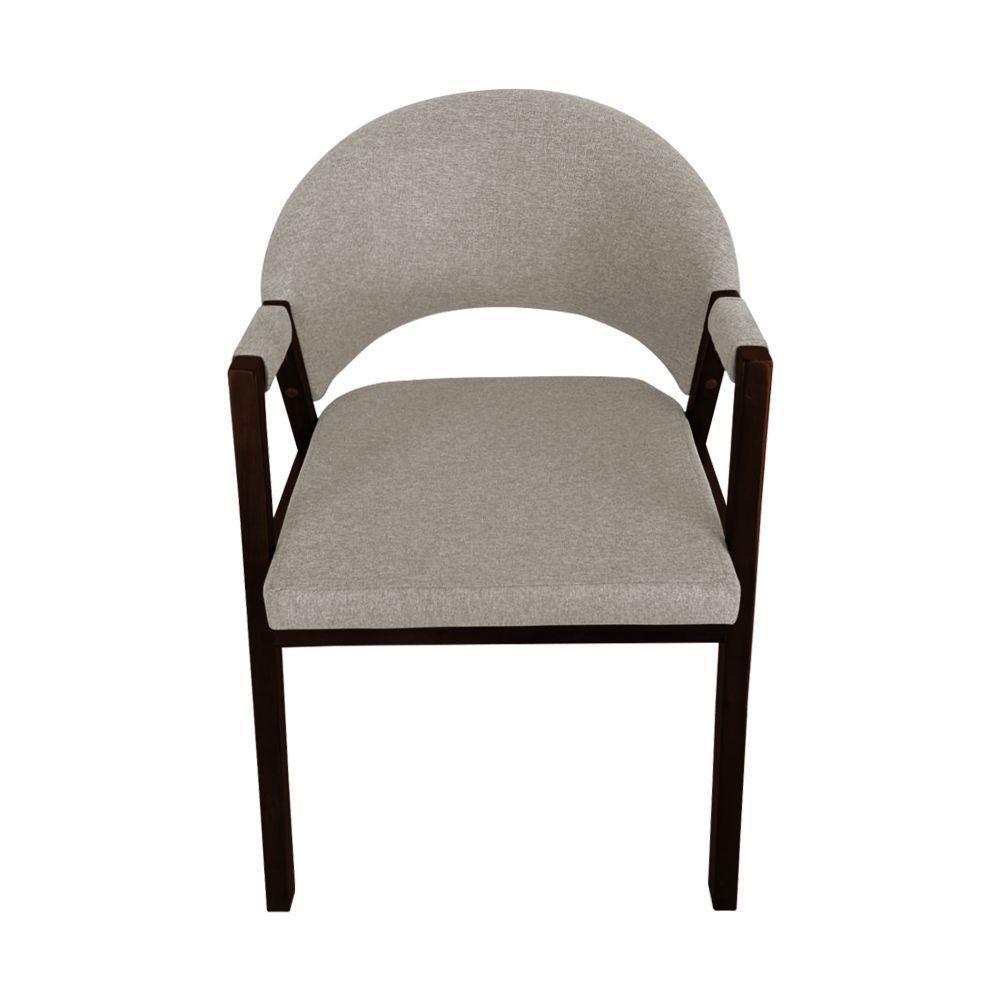 Kit 8 Cadeiras De Jantar Madeira Maciça Castanho Premium Helen Linho Bege - Cor: Bege - 2