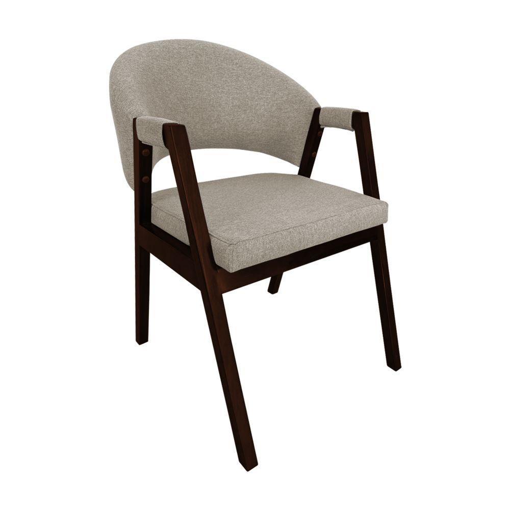 Kit 8 Cadeiras De Jantar Madeira Maciça Castanho Premium Helen Linho Bege - Cor: Bege - 3