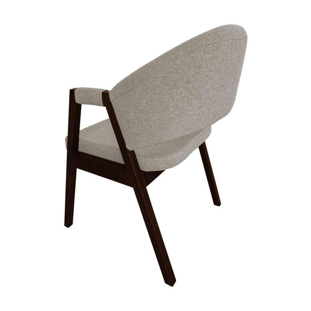 Kit 8 Cadeiras De Jantar Madeira Maciça Castanho Premium Helen Linho Bege - Cor: Bege - 5