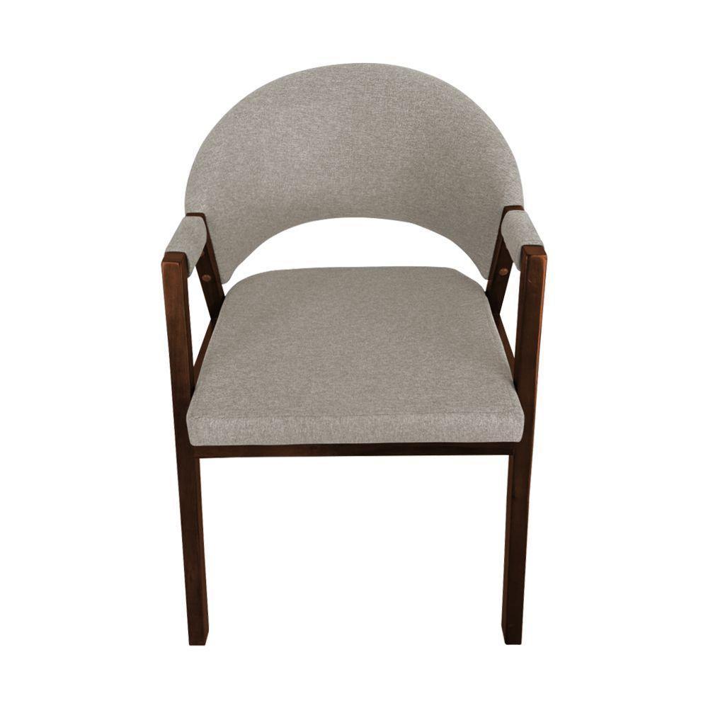 Cadeira De Jantar Madeira Maciça Mel Premium Helen Linho Bege - Cor: Bege - 5