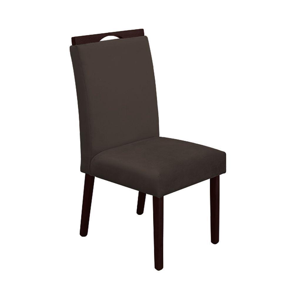 Kit 2 Cadeiras De Jantar Madeira Maciça Castanho Premium Heloísa Veludo Marrom - Cor: Marrom - 3