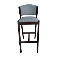 Banquetas Alta De Madeira Maciça Castanho Premium Ana Com Encosto Linho Cinza - Cor: Cinza - 5