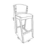 Kit 4 Banquetas Alta De Madeira Maciça Mel Premium Ana Com Encosto Linho Cinza - Cor: Cinza - 2