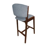 Kit 4 Banquetas Alta De Madeira Maciça Mel Premium Ana Com Encosto Linho Cinza - Cor: Cinza - 3