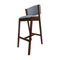 Kit 4 Banquetas Alta De Madeira Maciça Mel Premium Ana Com Encosto Linho Cinza - Cor: Cinza