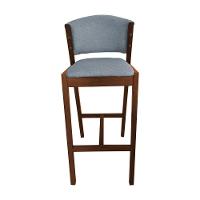 Kit 4 Banquetas Alta De Madeira Maciça Mel Premium Ana Com Encosto Linho Cinza - Cor: Cinza - 5