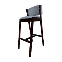 Kit 3 Banquetas Alta De Madeira Maciça Castanho Premium Ana Com Encosto Linho Cinza - Cor: Cinza