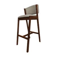 Kit 6 Banquetas Alta De Madeira Maciça Mel Premium Ana Com Encosto Linho Bege - Cor: Bege