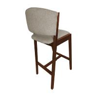 Kit 10 Banquetas Alta De Madeira Maciça Mel Premium Ana Com Encosto Linho Bege - Cor: Bege - 3