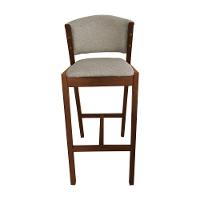 Kit 10 Banquetas Alta De Madeira Maciça Mel Premium Ana Com Encosto Linho Bege - Cor: Bege - 5