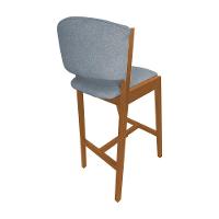 Kit 6 Banquetas Alta De Madeira Maciça Cerejeira Premium Ana Com Encosto Linho Cinza - Cor: Cinza - 2