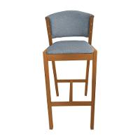 Kit 6 Banquetas Alta De Madeira Maciça Cerejeira Premium Ana Com Encosto Linho Cinza - Cor: Cinza