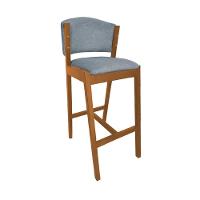 Kit 6 Banquetas Alta De Madeira Maciça Cerejeira Premium Ana Com Encosto Linho Cinza - Cor: Cinza - 5