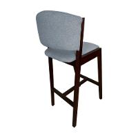 Kit 6 Banquetas Alta De Madeira Maciça Castanho Premium Ana Com Encosto Linho Cinza - Cor: Cinza - 3