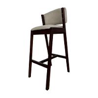 Kit 6 Banquetas Alta De Madeira Maciça Castanho Premium Ana Com Encosto Linho Bege - Cor: Bege