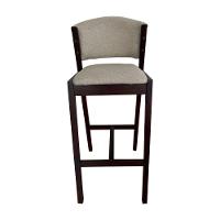 Kit 6 Banquetas Alta De Madeira Maciça Castanho Premium Ana Com Encosto Linho Bege - Cor: Bege - 5