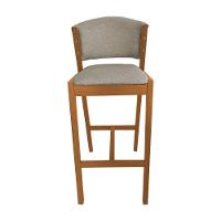 Kit 4 Banquetas Alta De Madeira Maciça Cerejeira Premium Ana Com Encosto Linho Bege - Cor: Bege - 5