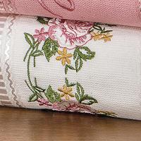 Jogo De Banho Toalhas Ponto Russo 100% Algodão Macio 05 Peças Bordado - Rosê - 2