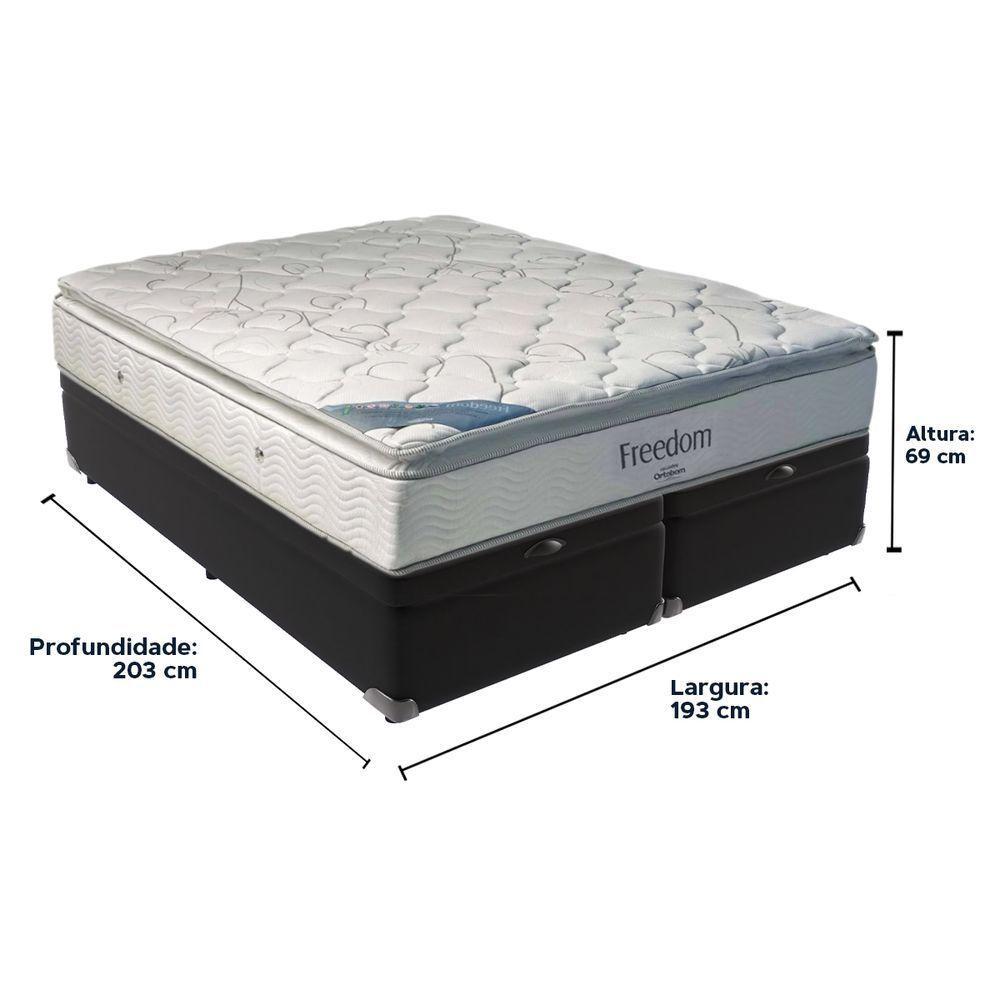 Cama Box Com Baú King E Colchão Freedom Ortobom D33 Cor:preto. - 5