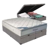 Cama Box Com Baú King E Colchão Freedom Ortobom D33 Cor:cinza. - 1