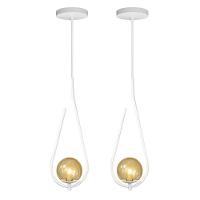 Kit 2 Pendentes Lustre On Drop Branco Globo De Vidro âmbar - 1