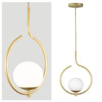 Kit 2 Pendentes On Loop Dourado Com Globo De Vidro Branco