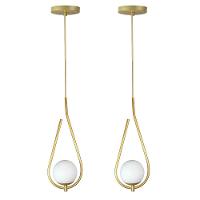 Kit 2 Pendentes Lustres On Drop Dourado Globo De Vidro Branco - 1