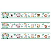Kit 3 Faixas Decorativas Papel Parede Infantil Animais Carro Titulo Verde - 1