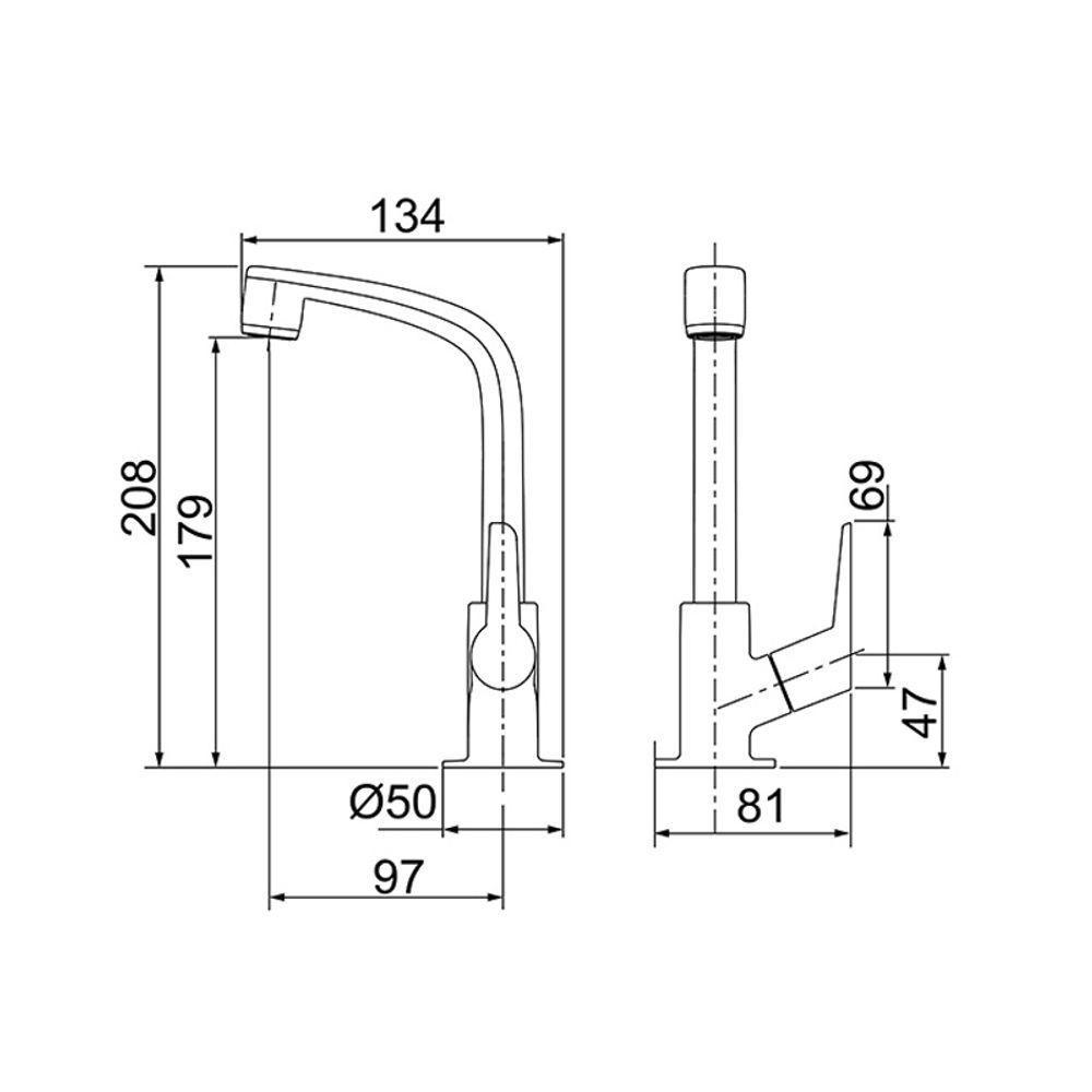 Torneira Plástica Lorenzetti Flatt 1195 F71 De Bancada Cromada - 2