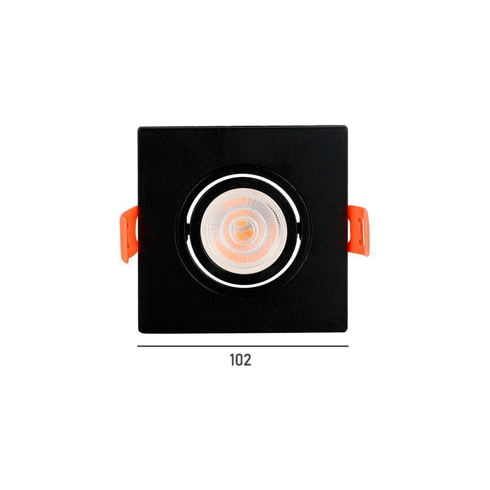 Spot De Embutir Plano Mbled Para 1 Lâmpada Mr16 Quadrado Preto - 2