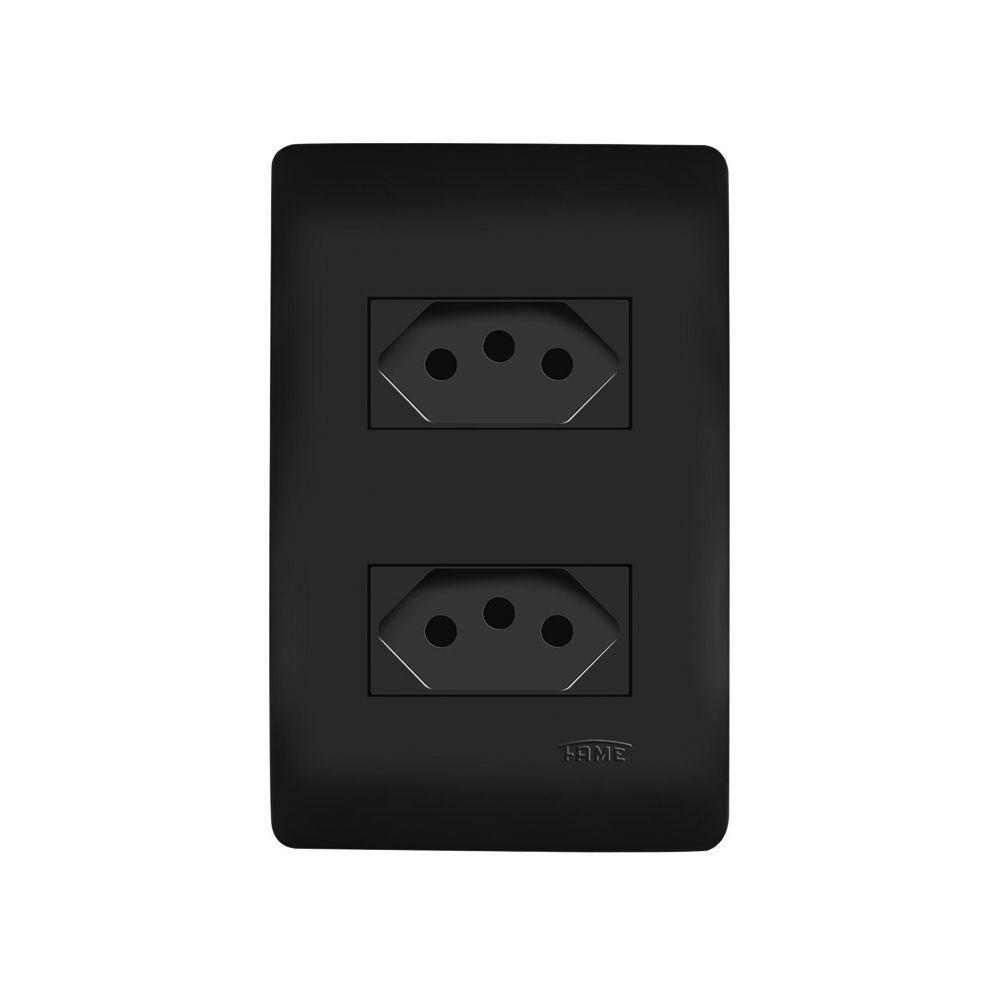 Tomada Dupla Fame Habitat Black 2p+t 20a Com Placa 4x2 Preta - 1