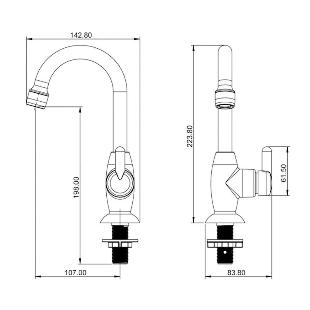 Torneira Plástica Lorenzetti Bric 1195 F31 De Bancada Preta Com Cromado - 2