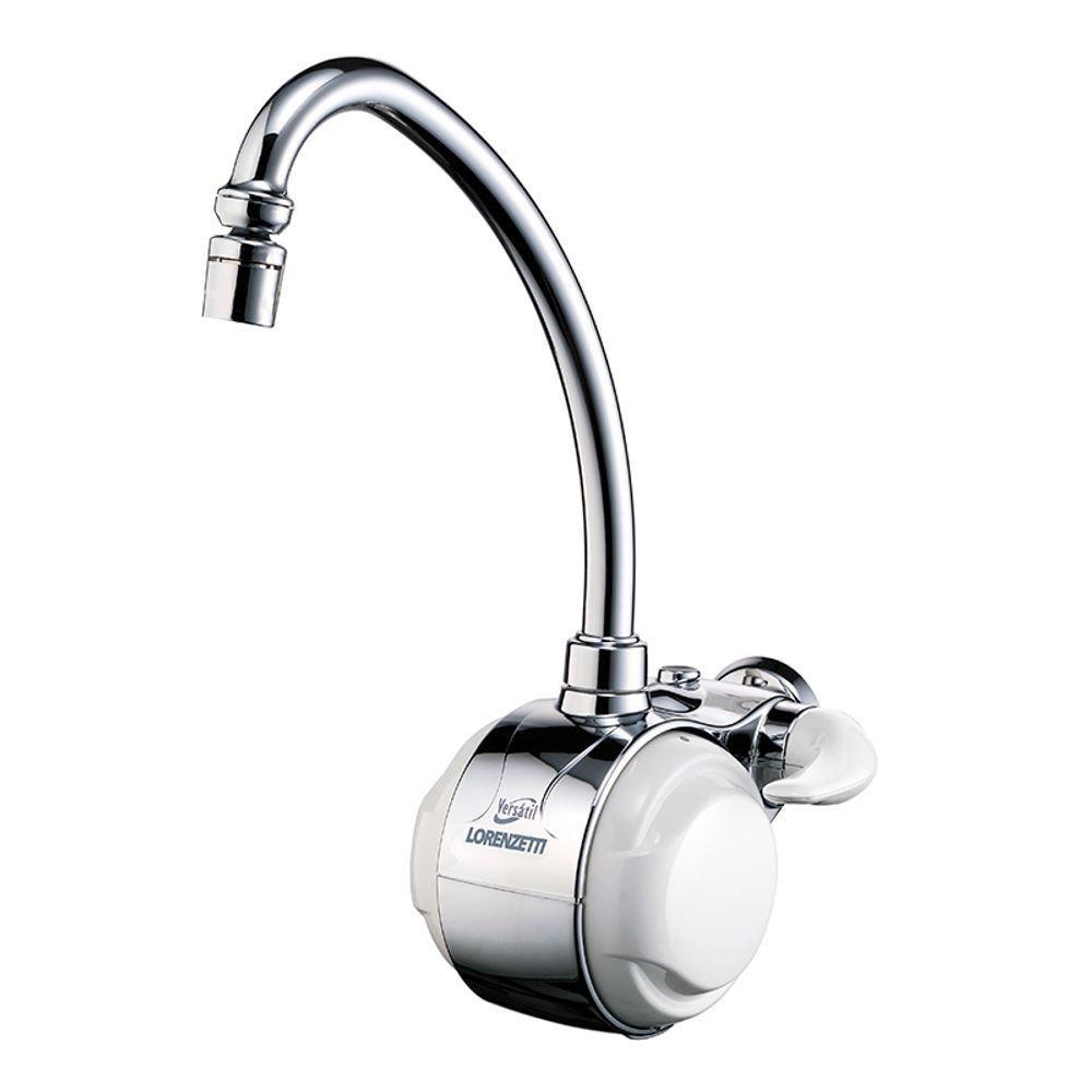 Torneira Elétrica Lorenzetti Versátil De Parede Branca Com Cromada 127v - 1