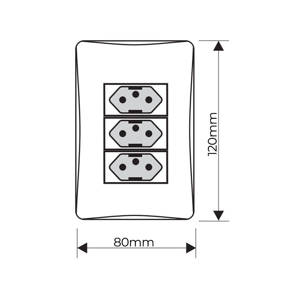 Tomada Tripla Fame Evidence 2p+t 20a Com Placa 4x2 Branca - 2