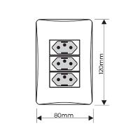 Tomada Tripla Fame Evidence 2p+t 20a Com Placa 4x2 Branca - 2