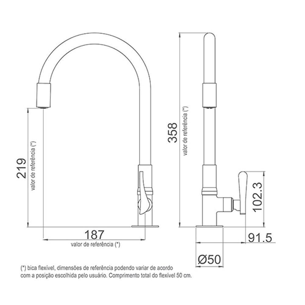 Torneira Lorenzetti Lorenflex 1177 B27 Com Bica Flexível De Bancada Preta - 4