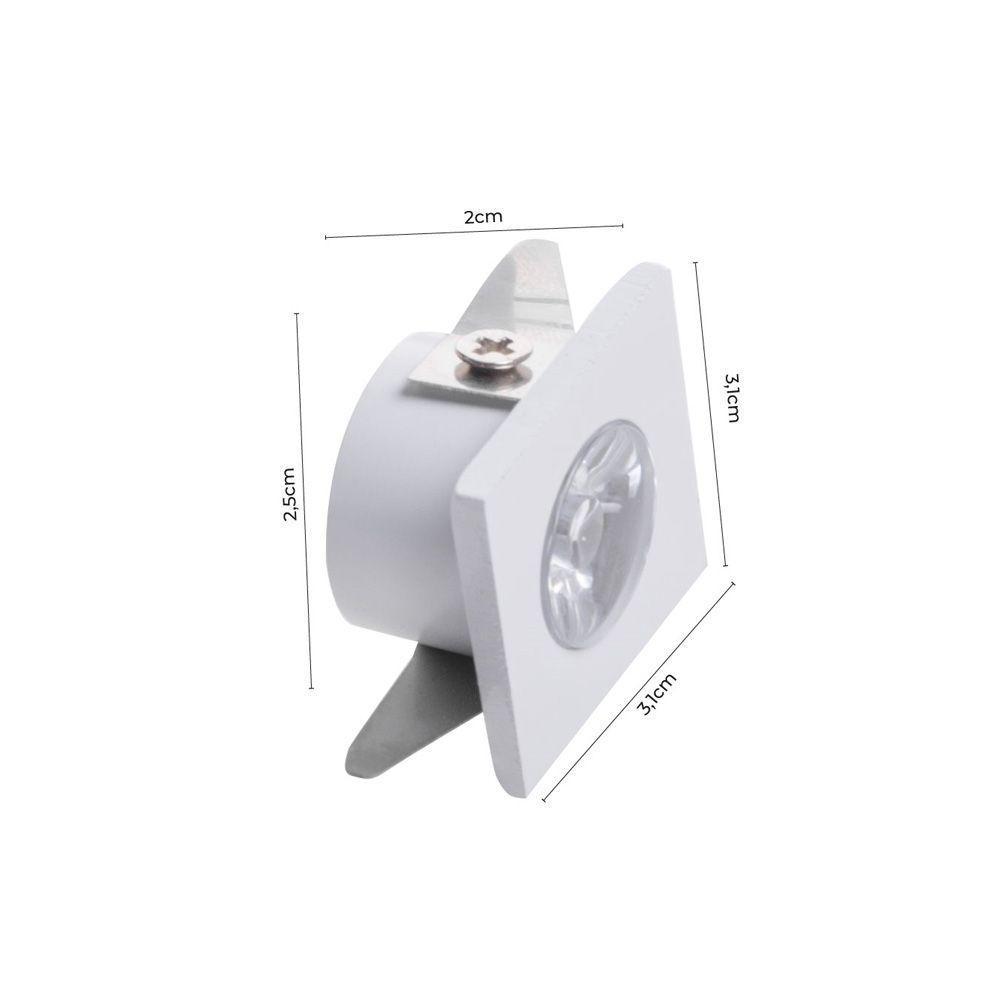 Spot De Embutir Para Móvel Mbled Elysa Quadrado Led 1w Bivolt Branco 3000k Luz Amarela - 2