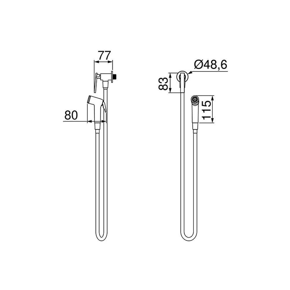 Ducha Higiênica Lorenzetti Loren Studio 1984 B37 Com Registro Preta - 2