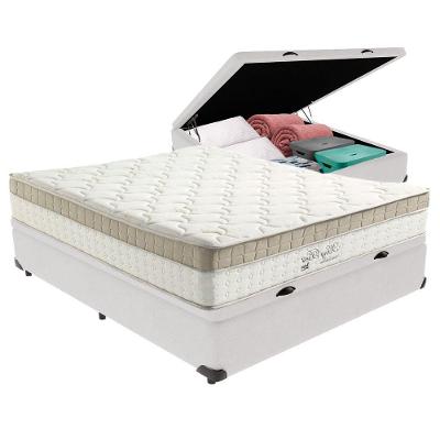 Cama Box Com Baú Branco E Colchão Casal King Best Anjos