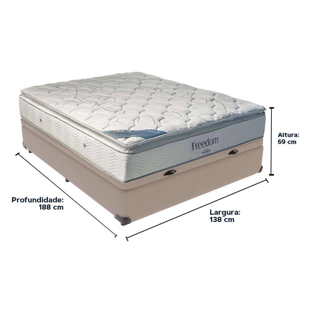 Cama Box Com Baú Casal E Colchão Freedom Ortobom D33 Cor:bege - 4