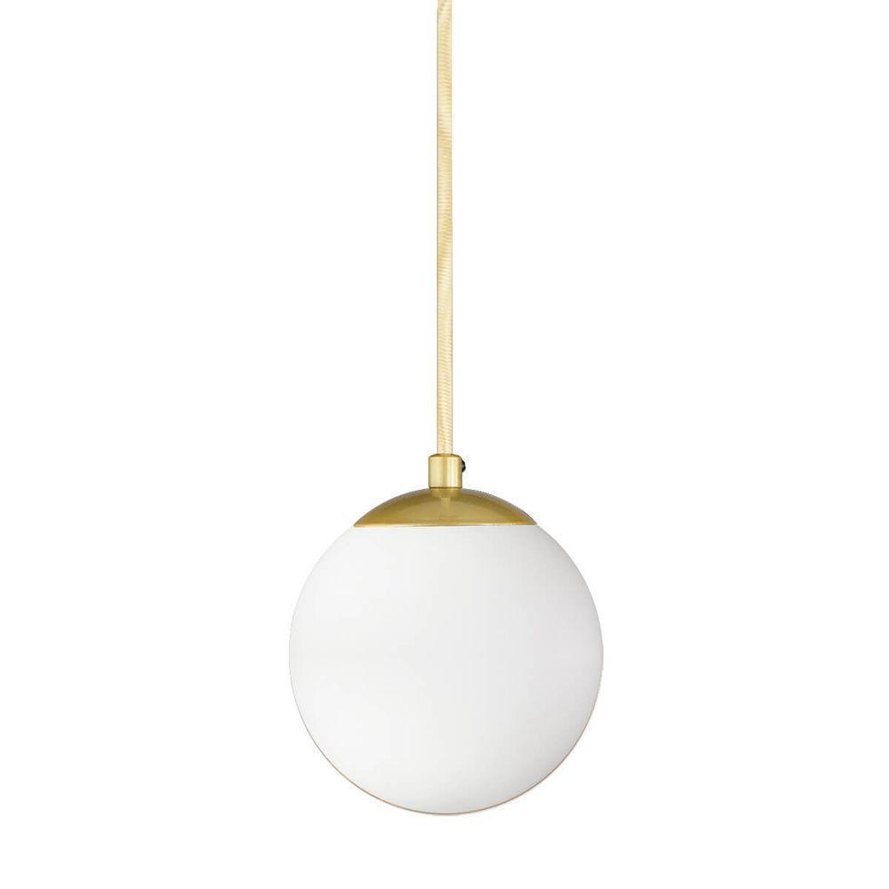 Pendente Ouro C/ Globo De Vidro Branco De 14cm + Led 2w - 3