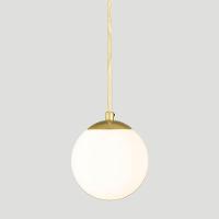 Pendente Ouro C/ Globo De Vidro Branco De 14cm + Led 2w - 4