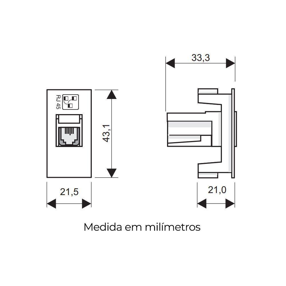 Módulo Tomada Para Rede De Informática Fame Habitat Rj45 Cat6 8 Vias Branco - 2