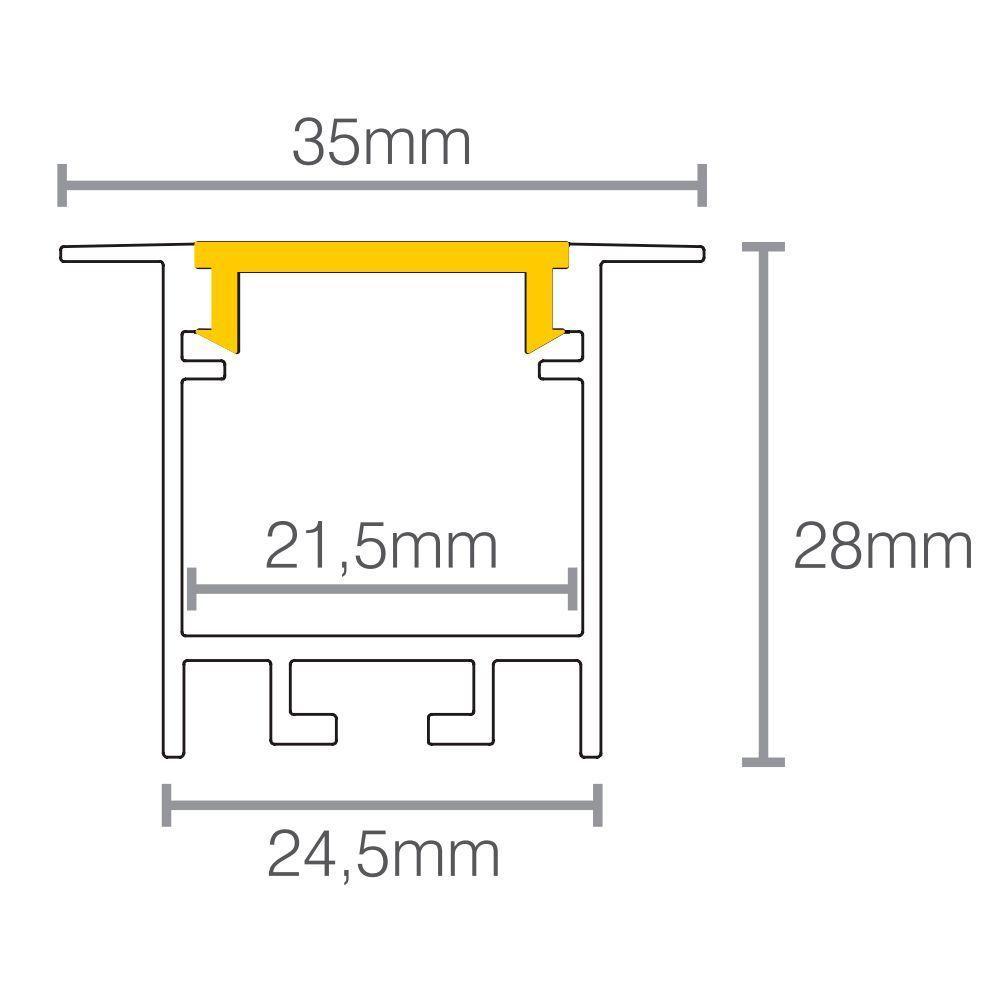 Perfil De Embutir Para Fita Led Taschibra Apex 35 Com 1 Metro Branco - 2